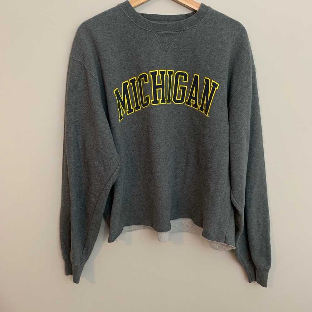 Michigan raw hem sweatshirt